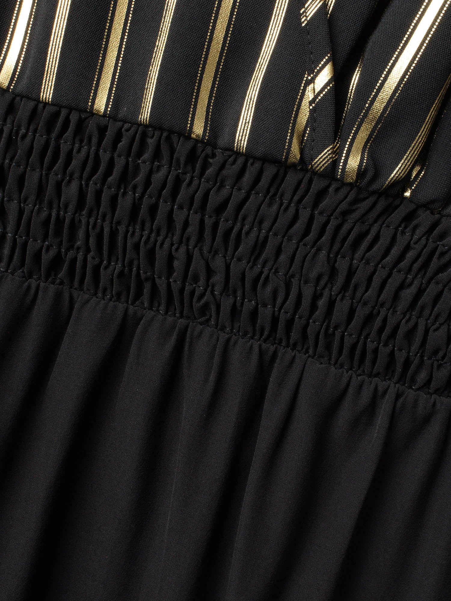 Glitter Striped Patchwork Shirred Jumpsuit