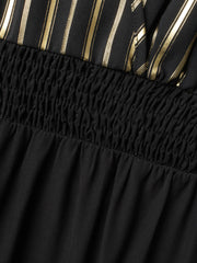 Glitter Striped Patchwork Shirred Jumpsuit