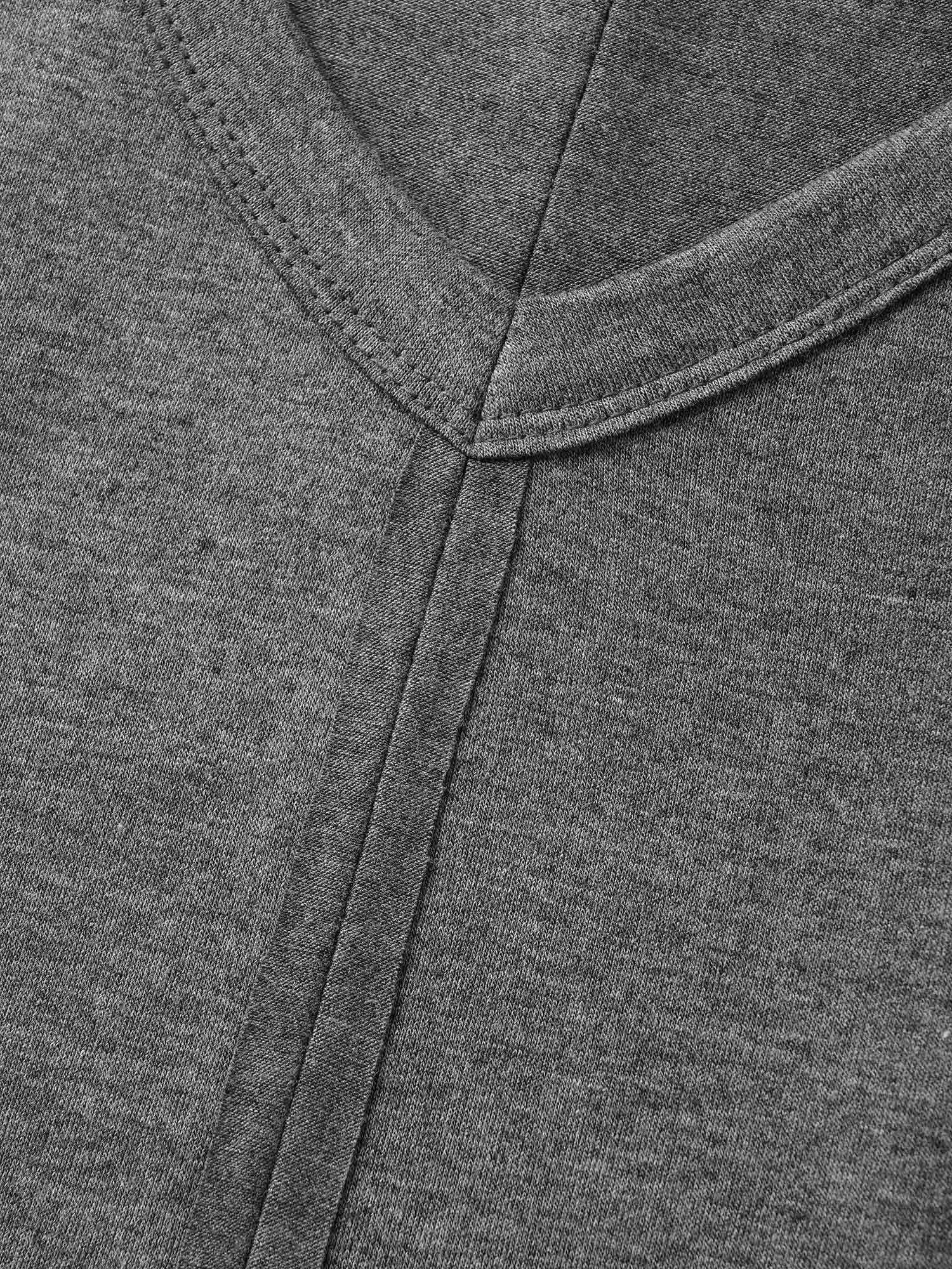 Solid Heather V Neck Curved Hem T-shirt