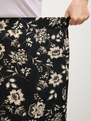 Silhouette Floral Print Wide-Leg Pants