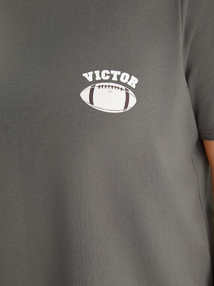 Plain Graphic Print Round Neck T-shirt