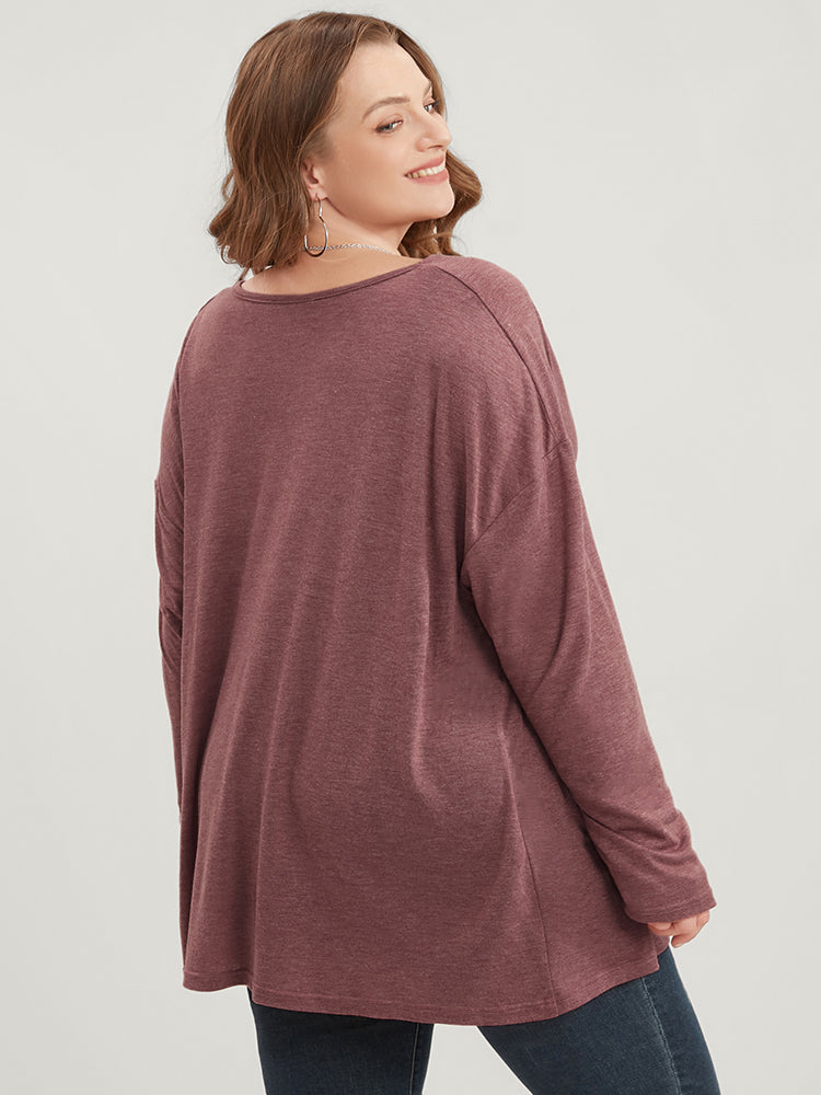 Plain Cowl Neck Long Tee