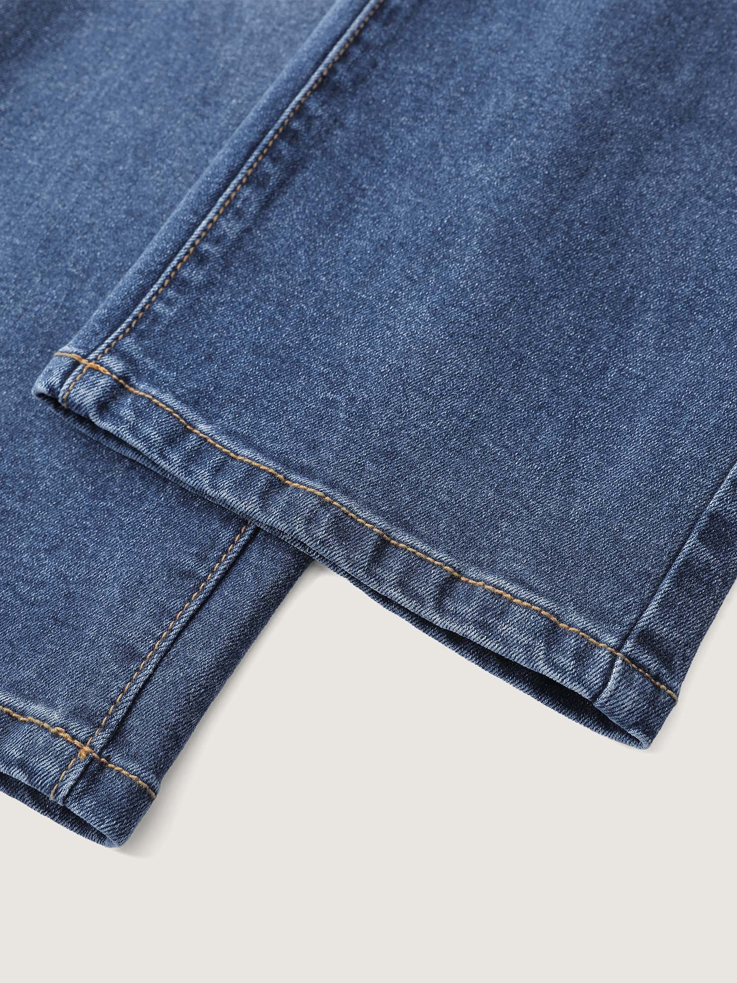Stretchy Vintage Wash Roll Hem Jeans