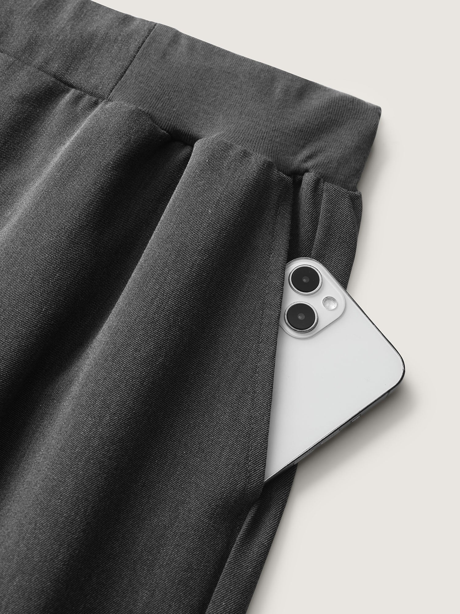 Heather Drawstring Waist Wide-Leg Pants