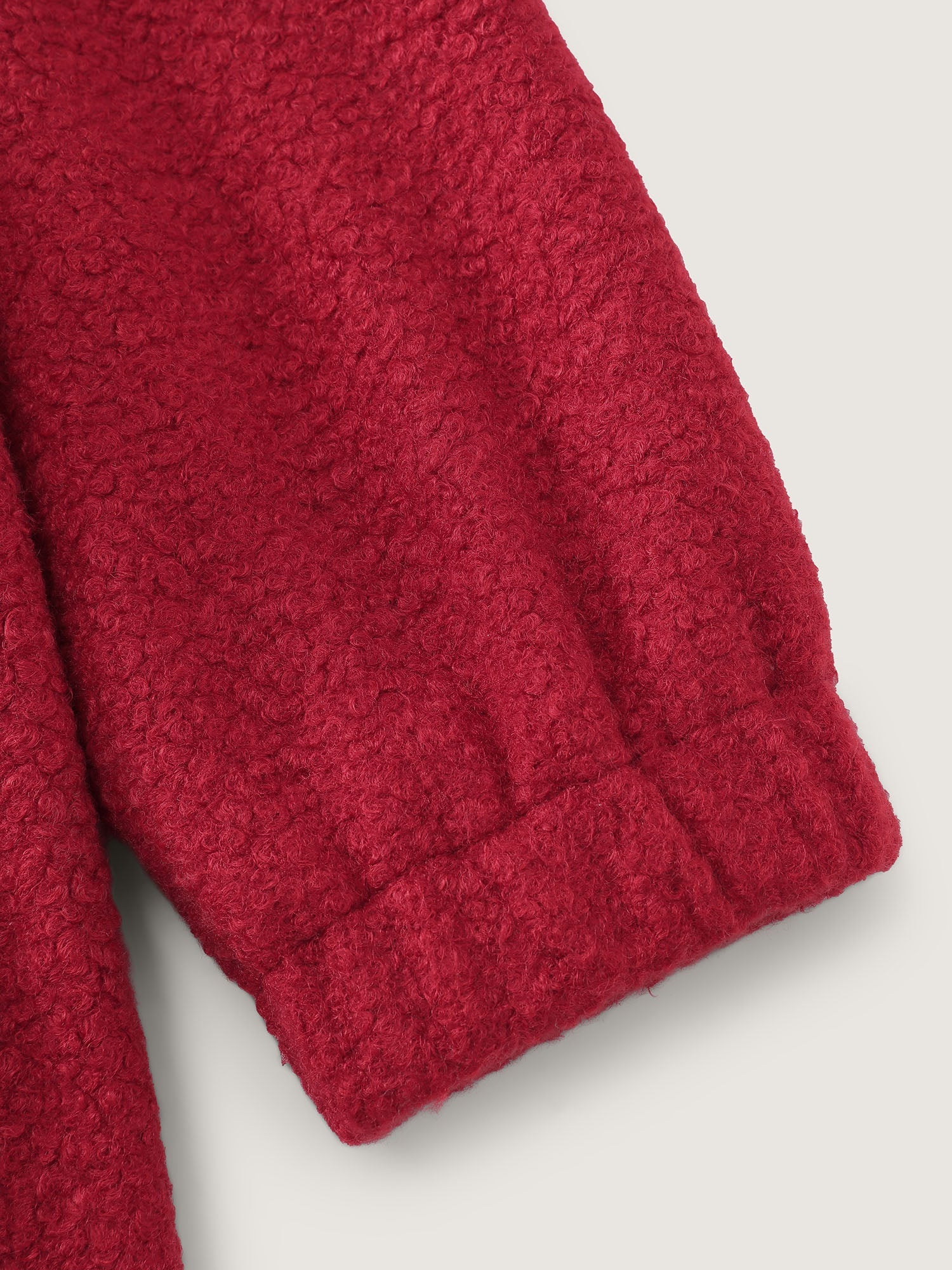 Textured Fuzzy Button Stretchy Hem Jacket