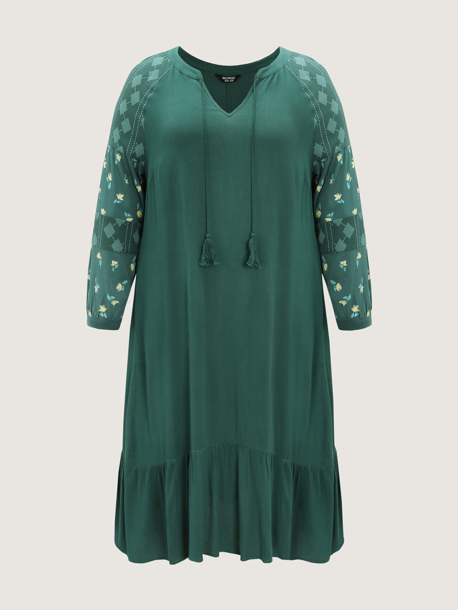 Floral Print Contrast Drawstring Midi Dress