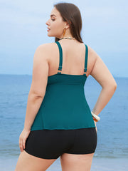 Ruffle Tiered Adjustable Straps Tankini Top