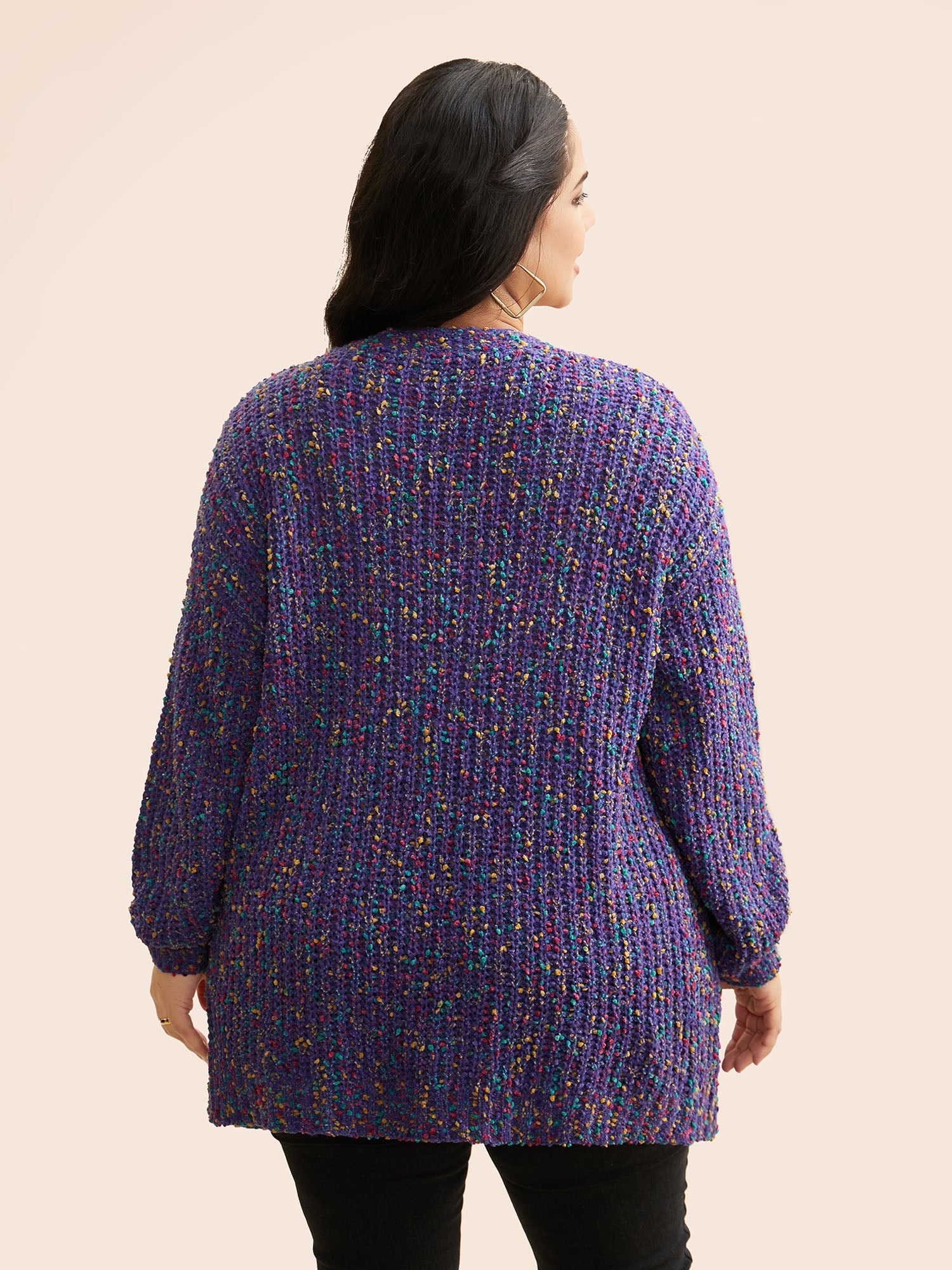Heather Patched Pocket Drop Shoulder Cardigan