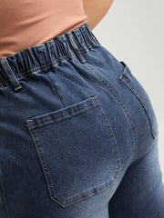 Sand Wash Drawstring Straight Leg Jeans