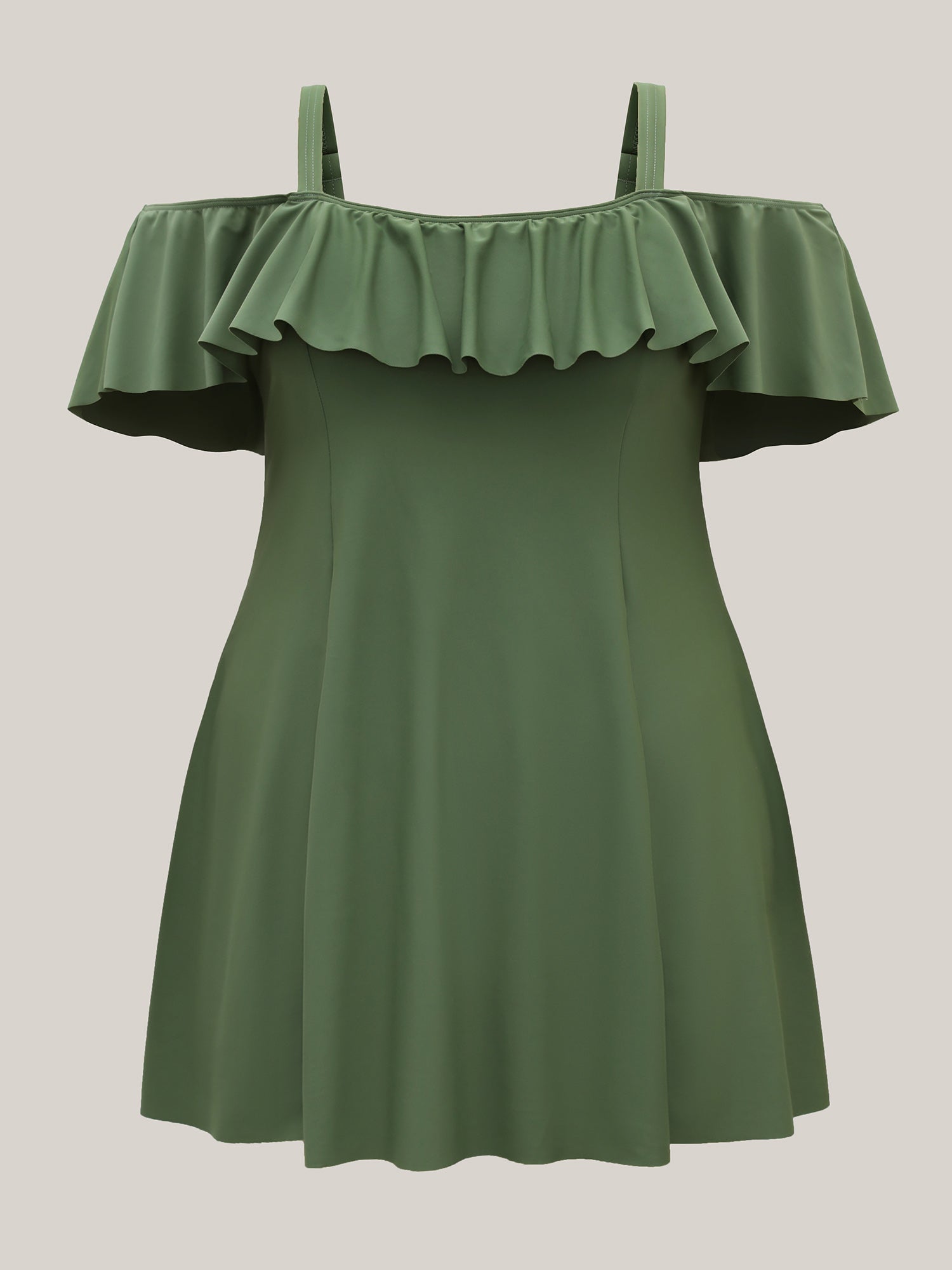 Ruffled Non-Removable Cups Swim Dress