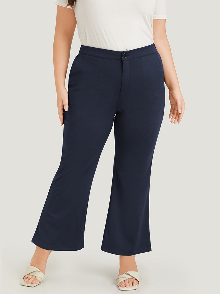 Solid Flare Leg Pocket Pants