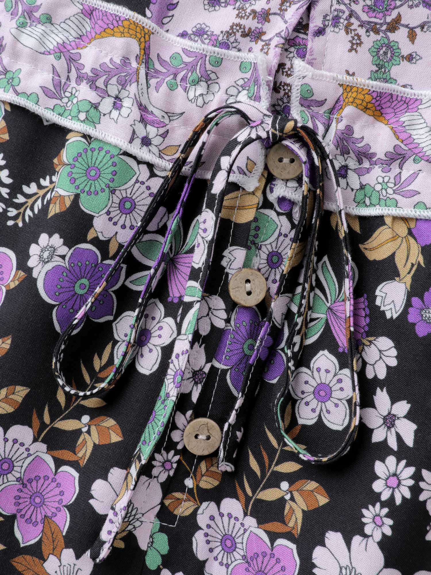 Floral Print Contrast Ruffled Trim Romper