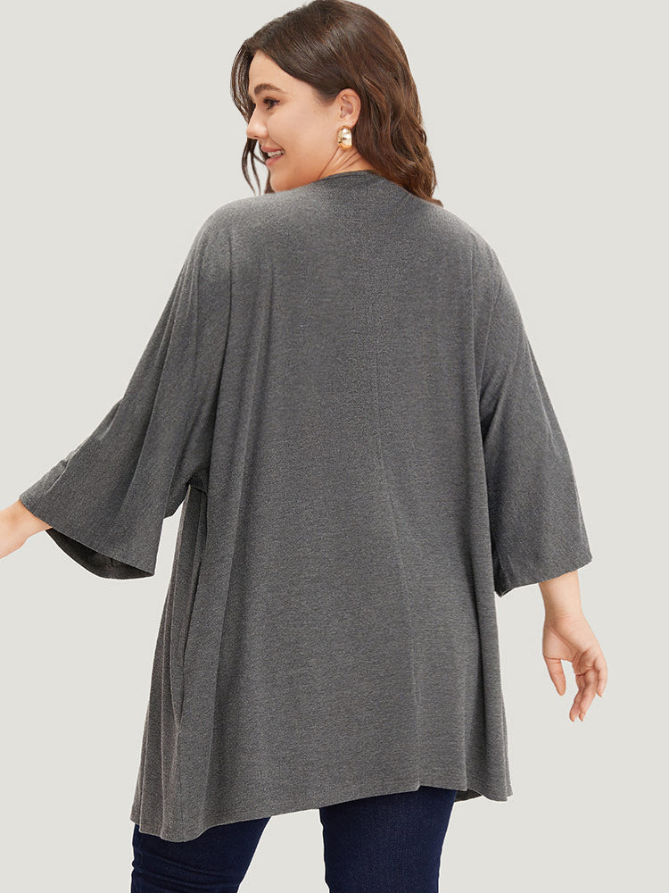 Supersoft Essentials Plain Open Front Pocket Batwing Sleeve Kimono