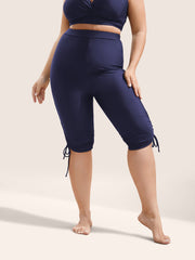 Solid High Rise Drawstring Side Swim Bottom