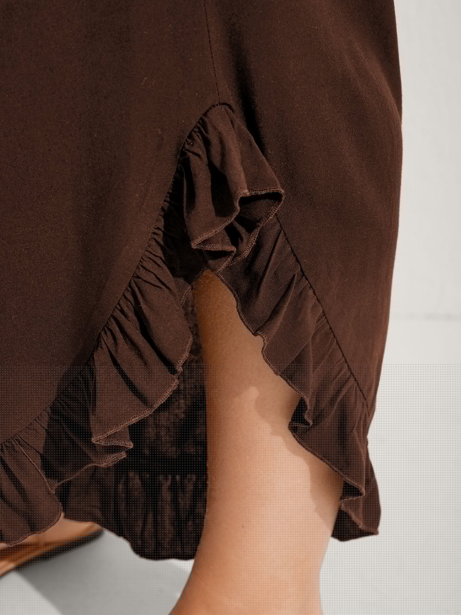 Ruffled Curvy Hem Wide-Leg Pants