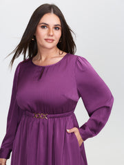 Shimmery Loop Belted Waist Midi Dress