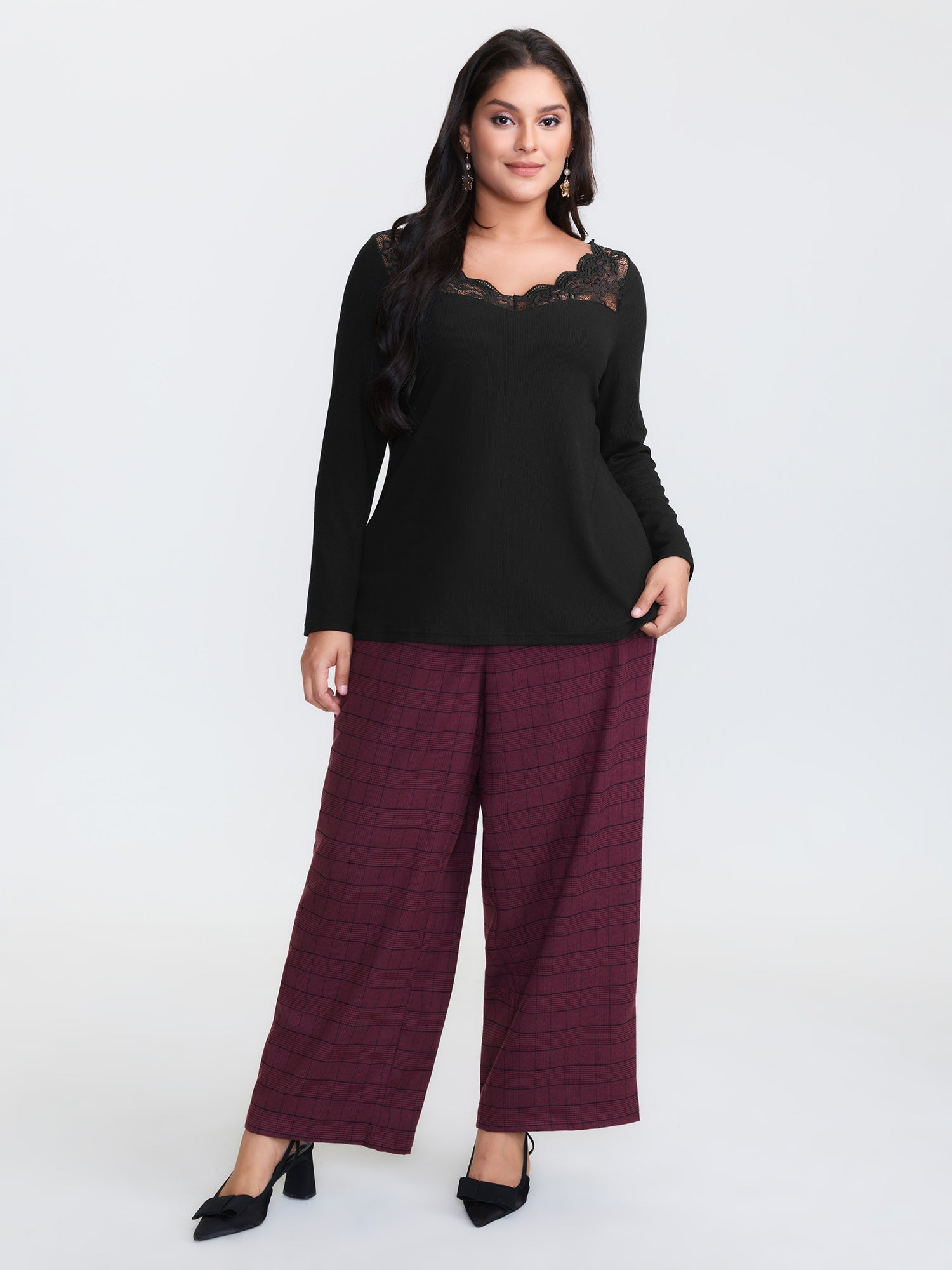 Sheer Lace V-Neckline T-Shirt