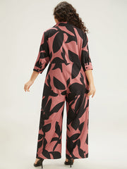 Silhouette Floral Print Zipper Belted Jumpsuit