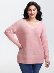 Scalloped Neckline Back-Tie Pullover