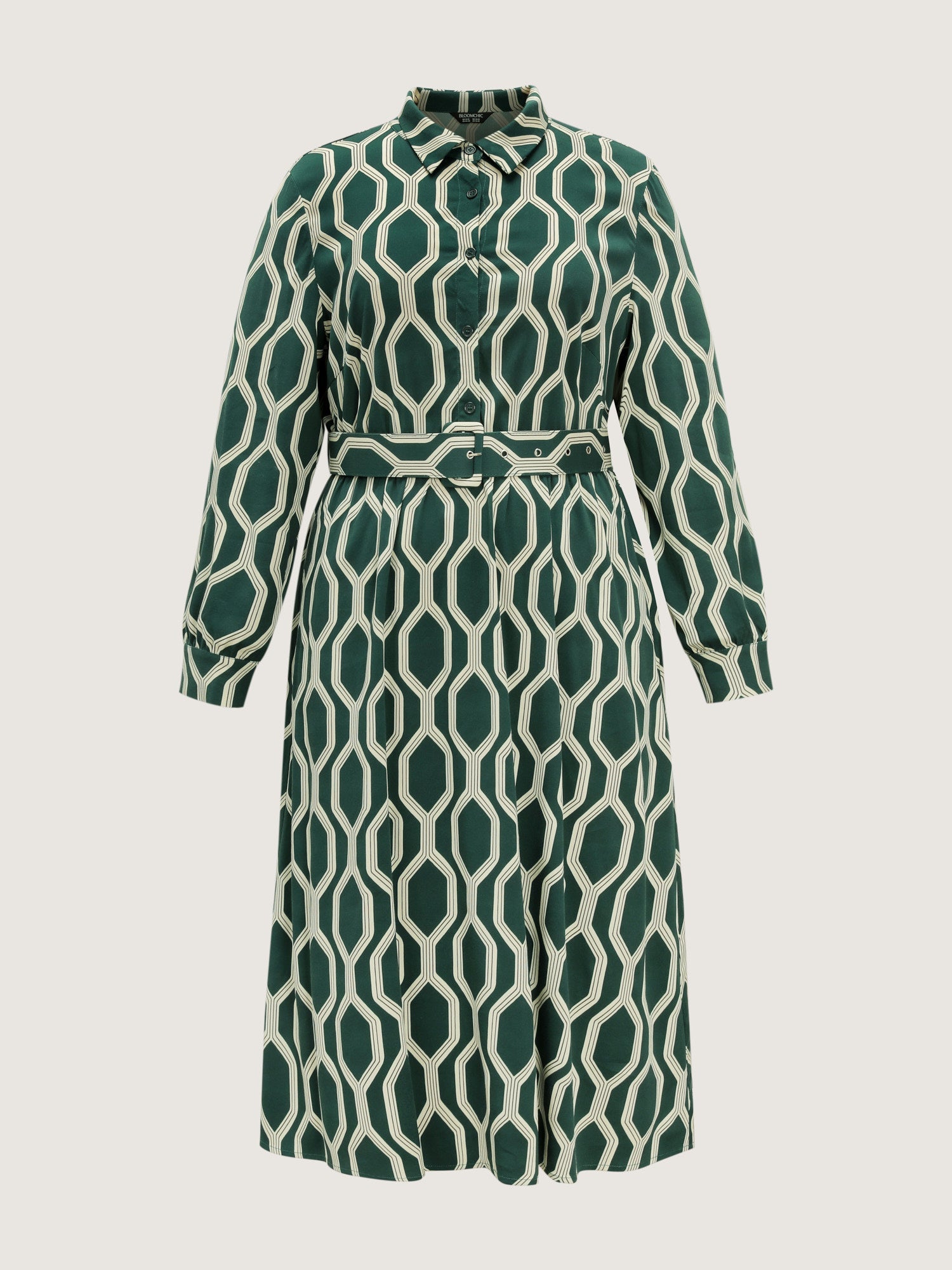 Geometric Print Rayon Belted Maxi Dress