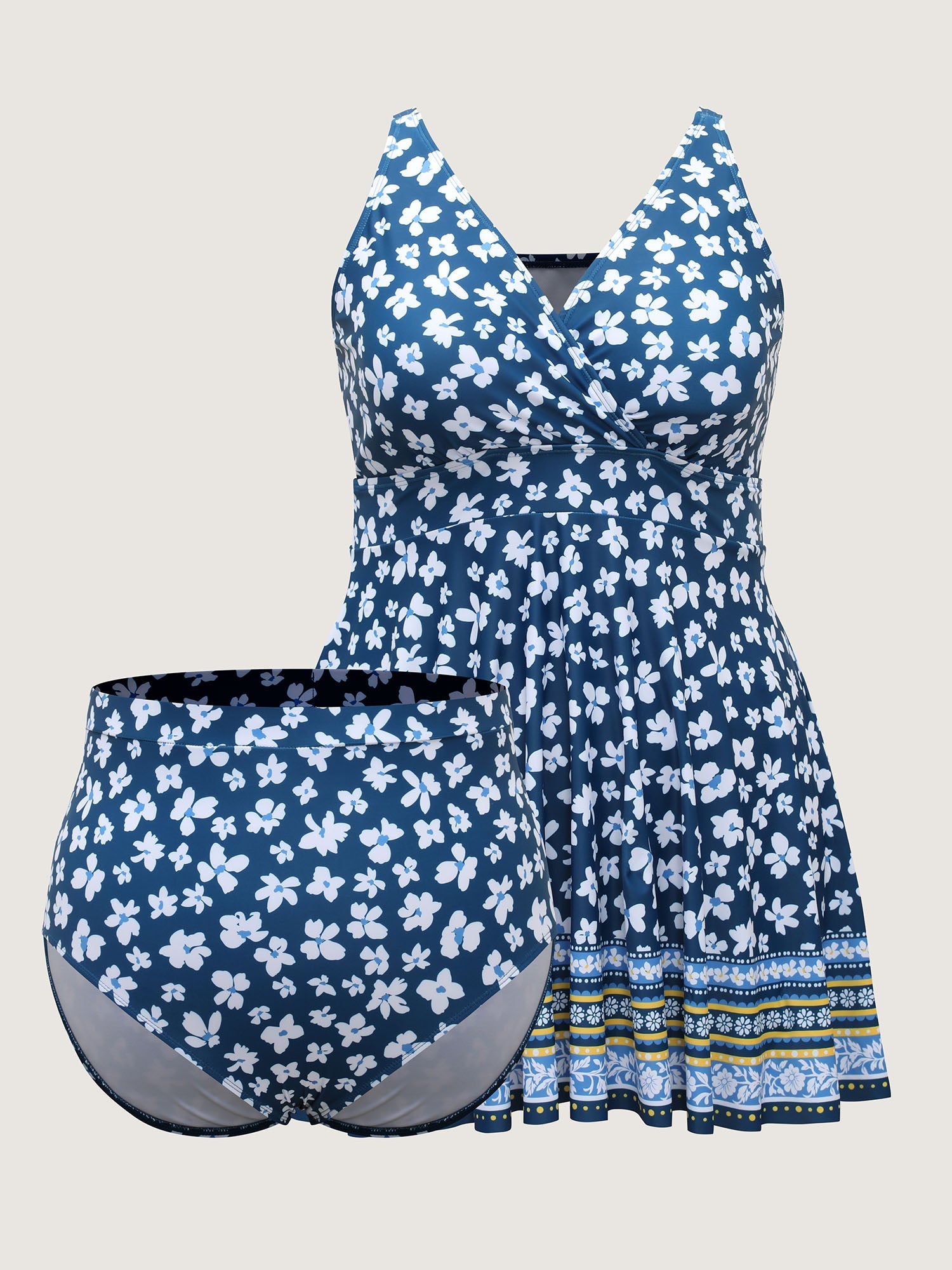 Floral Print Contrast Swim Dress