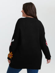 Floral Mushroom Print Jacquard Pullover