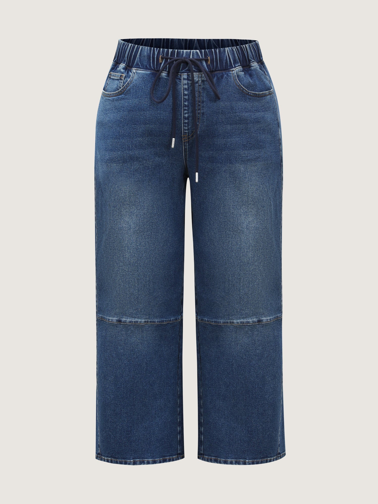 Stretchy Waistband Straight-Leg Jeans