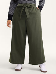 Belted Waist Wide-Leg Pants