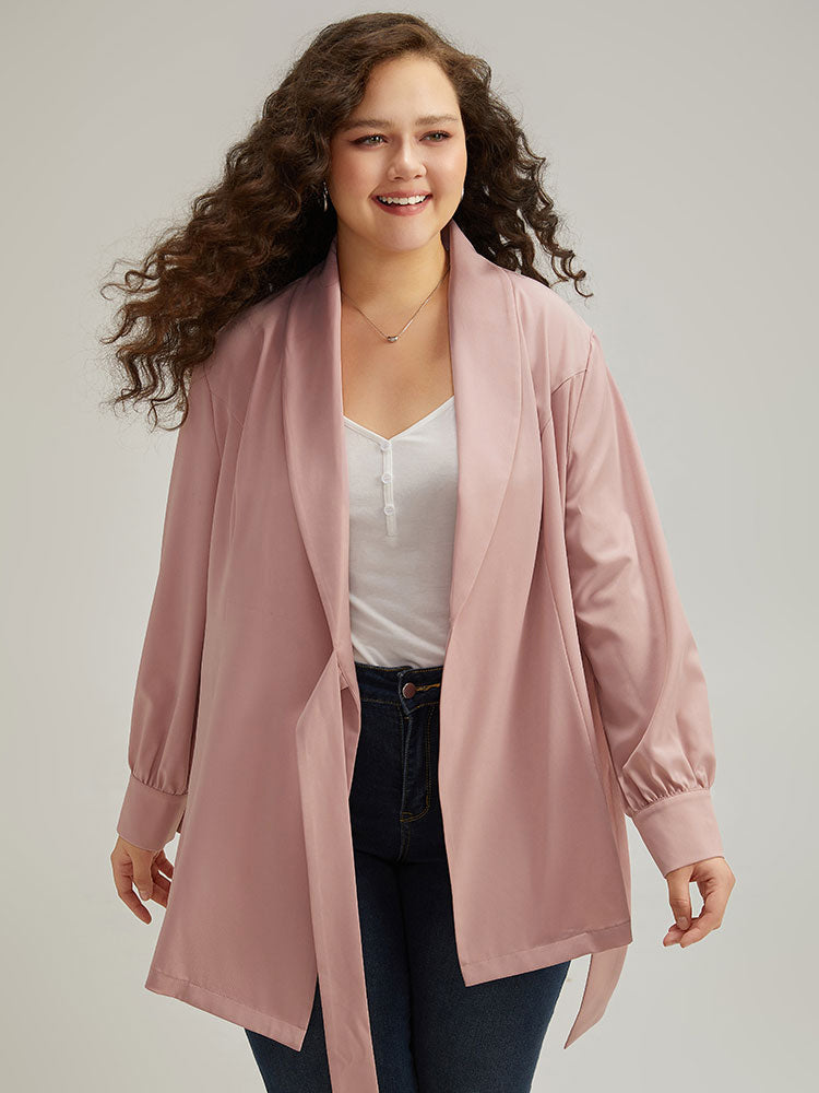 Plain Lapel Collar Asymmetrical Knot Blazer
