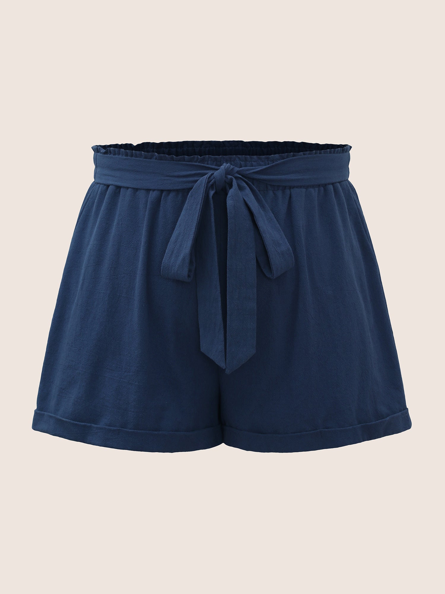Paperbag Waist Tie Knot Roll Hem Shorts