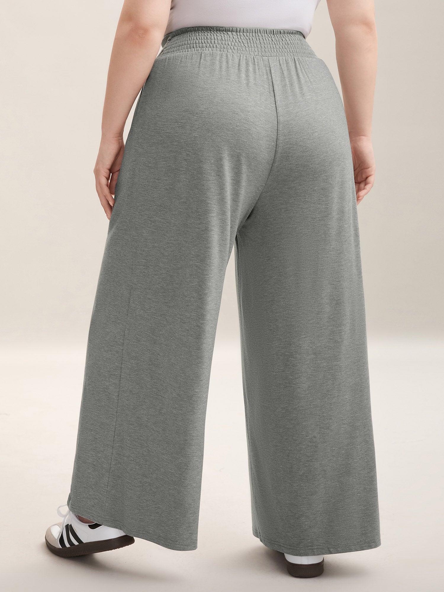 Shirred Waist Wide Leg Pull-On Pants