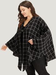 Plaid Buckle Detail Cape Kimono