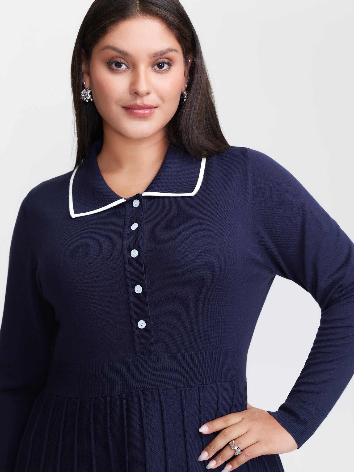 Supersoft Textured Polo Collar Sweater Dress