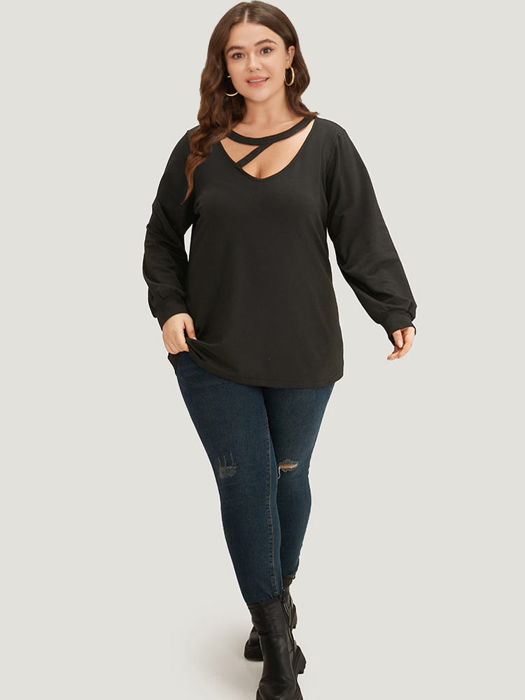 Solid Cut Out Sweatshirt