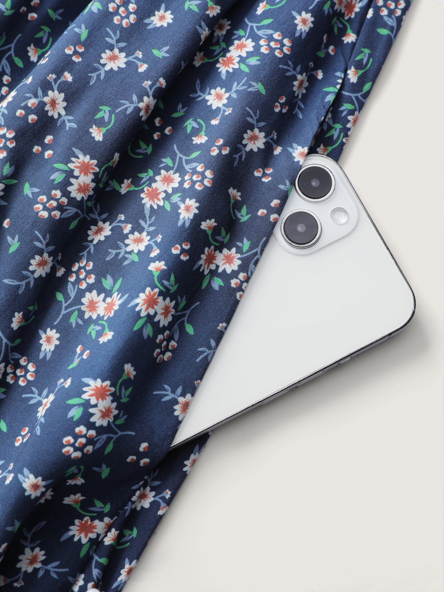 Floral Print Drawstring Bust-Ease Midi Dress