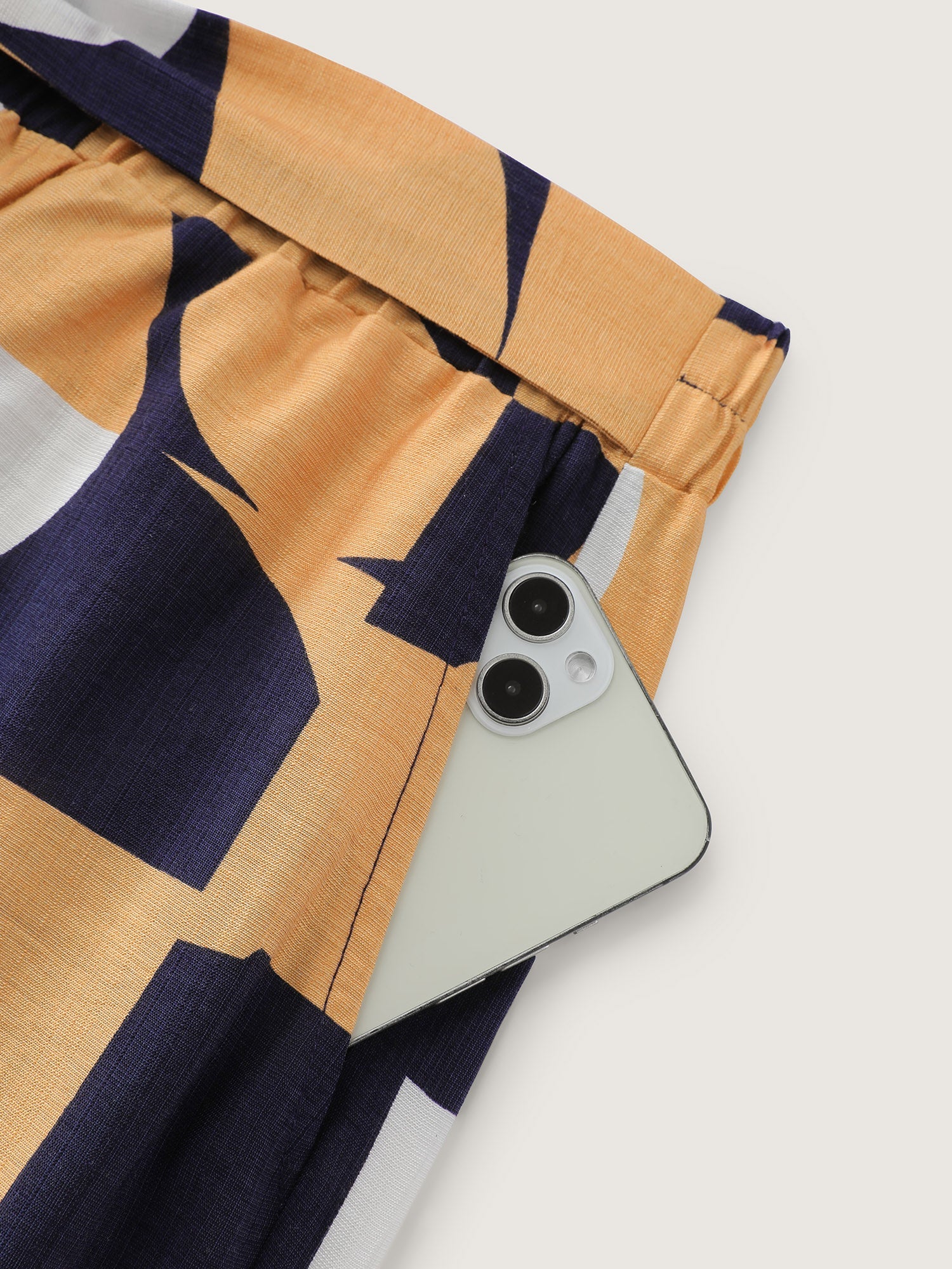 Abstract Print Belted Wide-Leg Pants