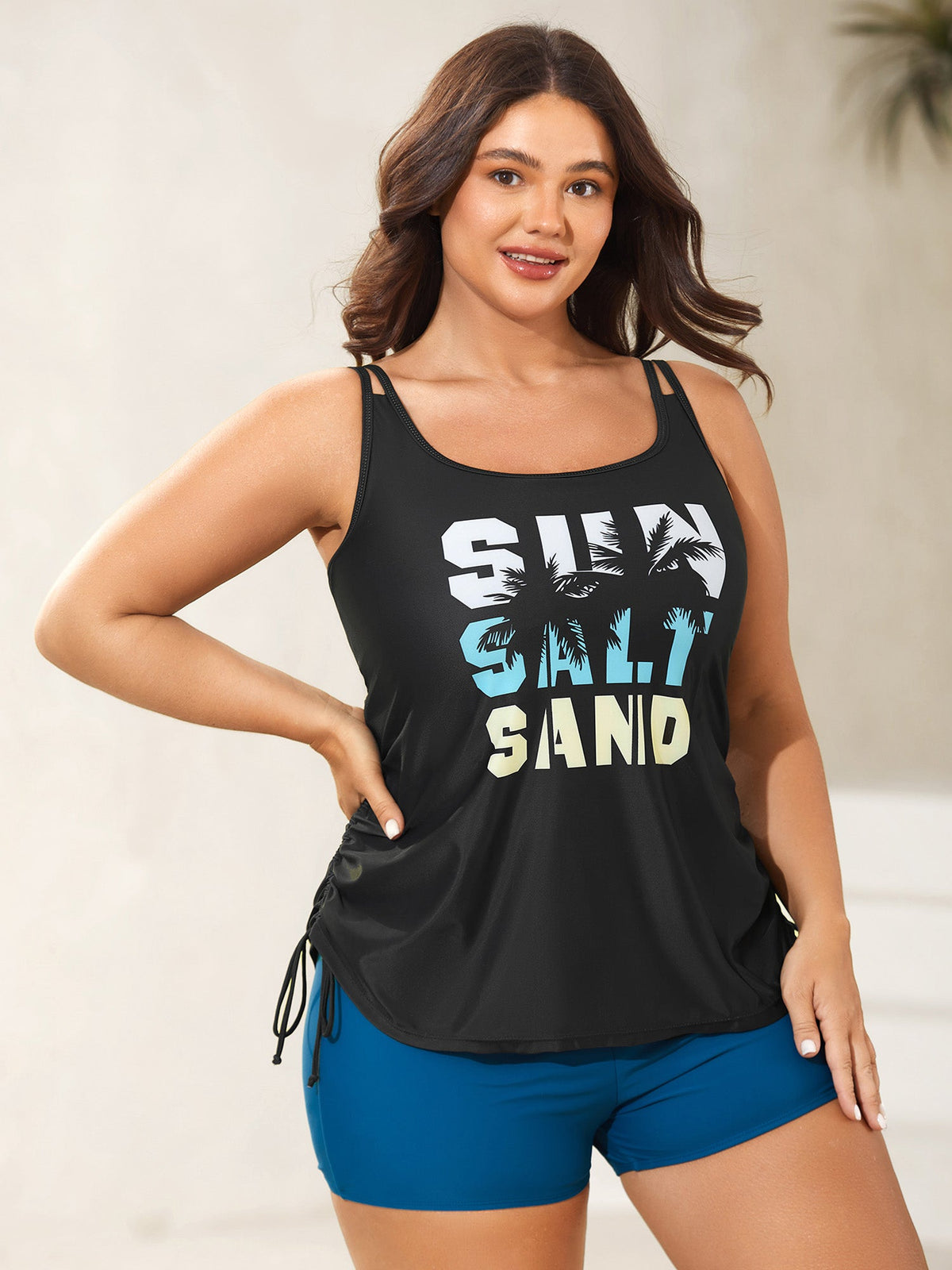 Sun Salt Sand Print Swim Top