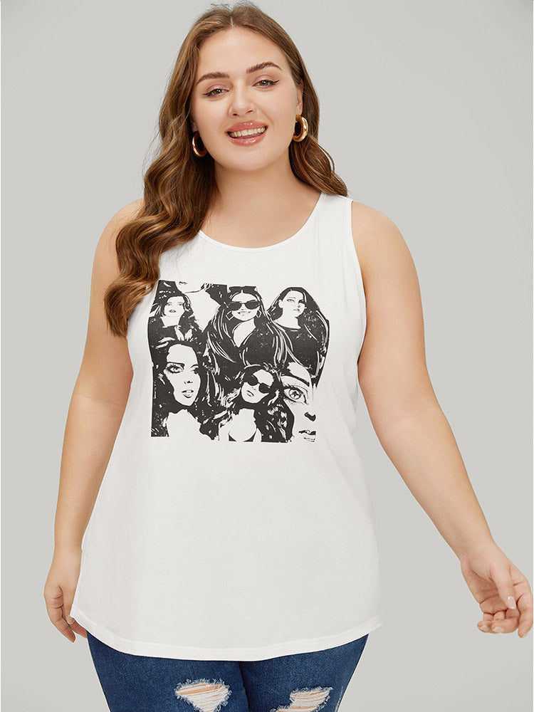 Figure Print Sleeveless Tank Top