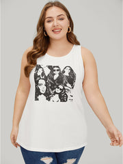 Figure Print Sleeveless Tank Top