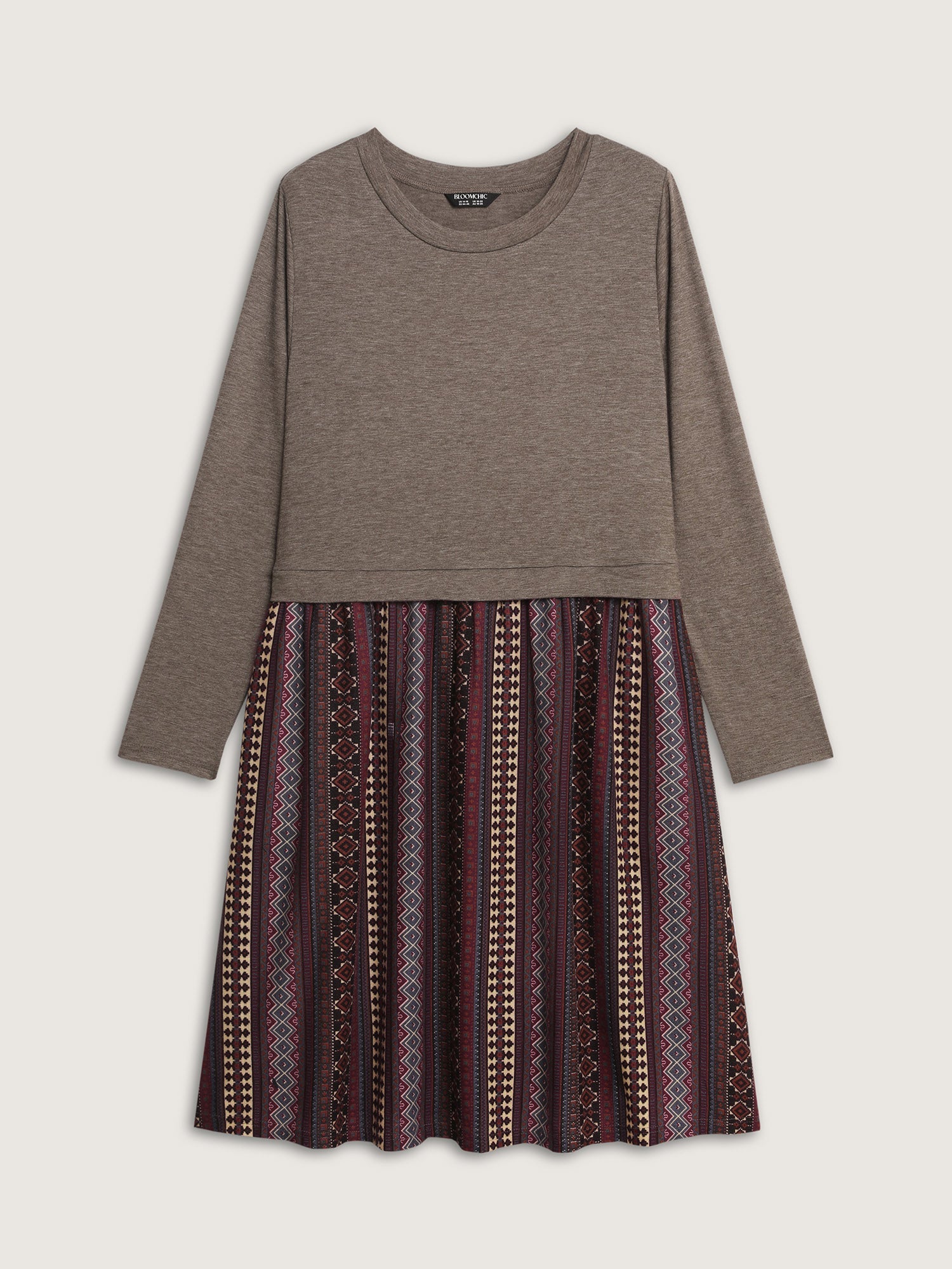 Heather Knit Stripe Layered Midi Dress