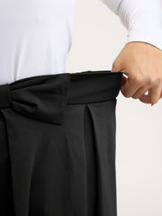 Stretchy Bow Detail Pleated Midi Skirt