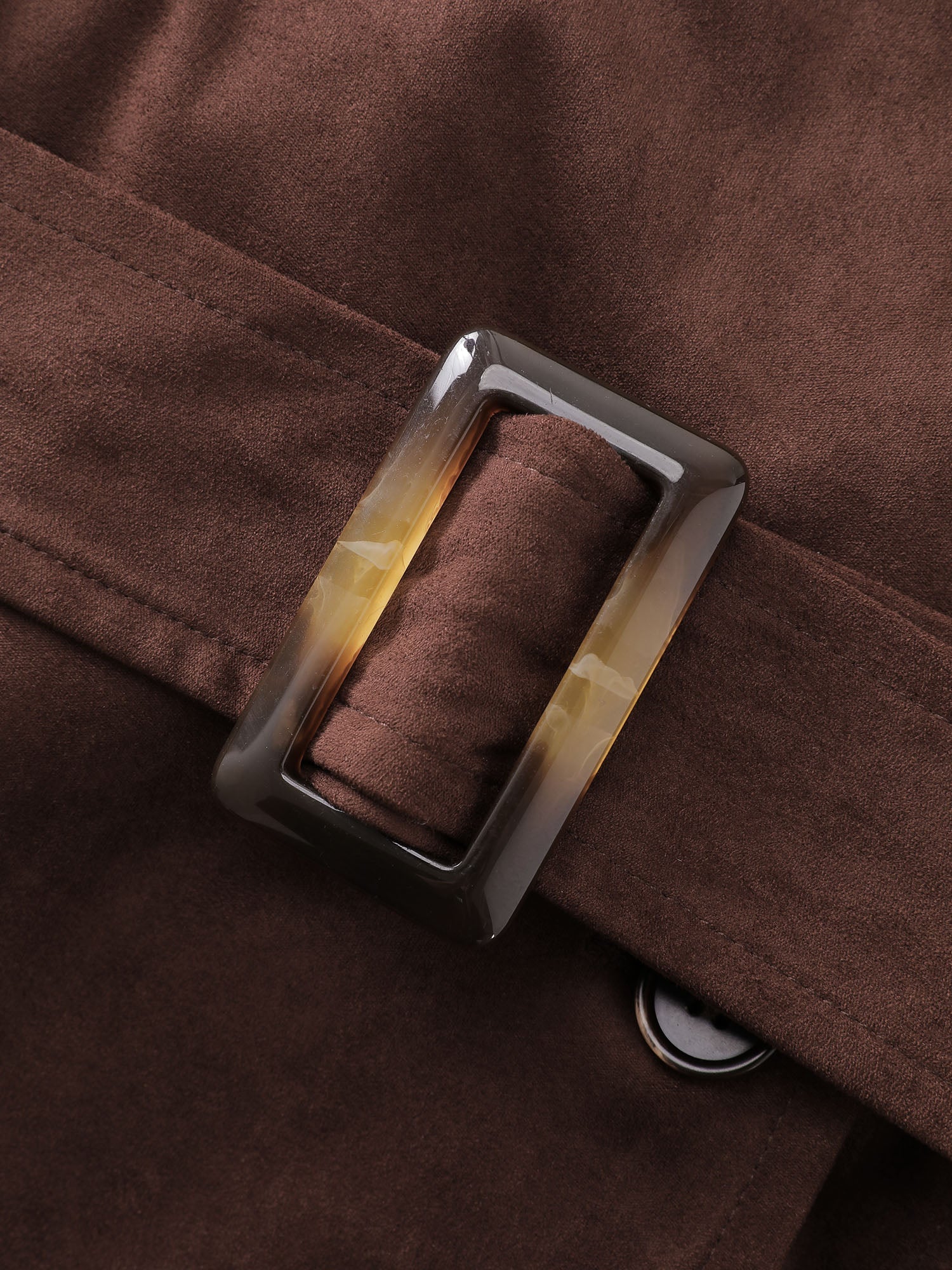 Suede Velvet Cinched-Waist Lined Jacket