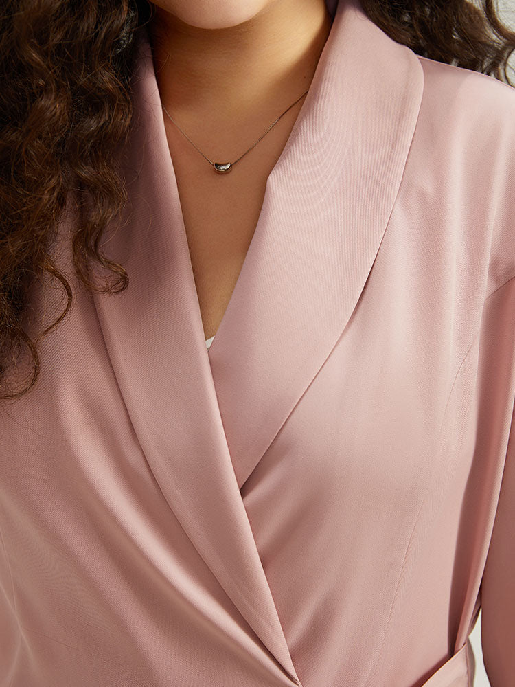 Plain Lapel Collar Asymmetrical Knot Blazer