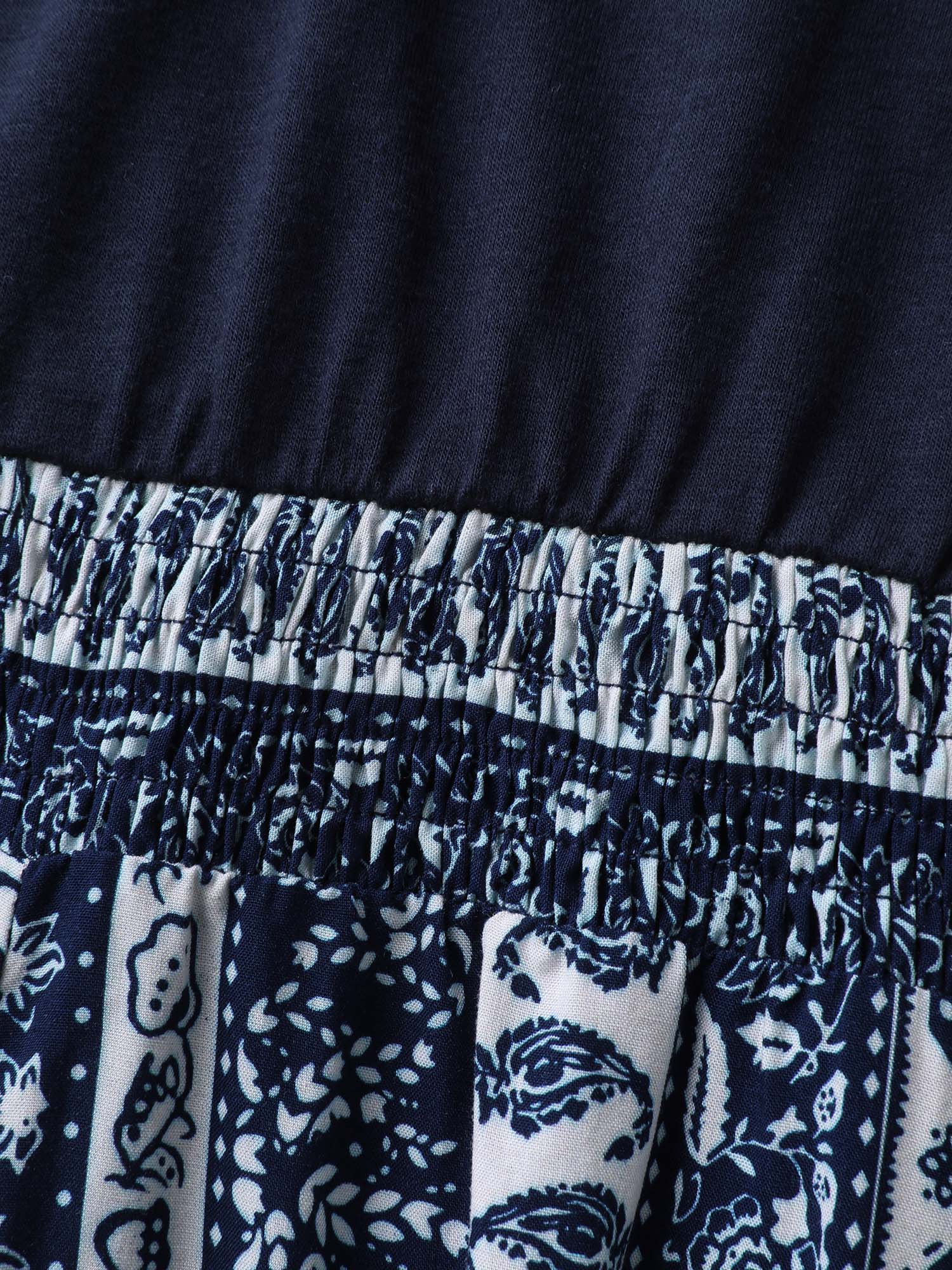 Boho Striped Shirred Contrast Jumpsuit