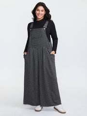 Checkered Pattern Pleated Jumpsuit