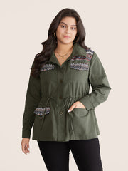 Bandana Geometric Tab Sleeve Drawstring Jacket