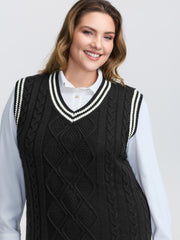 Textured Stripe Pinafore Mini Sweater Dress