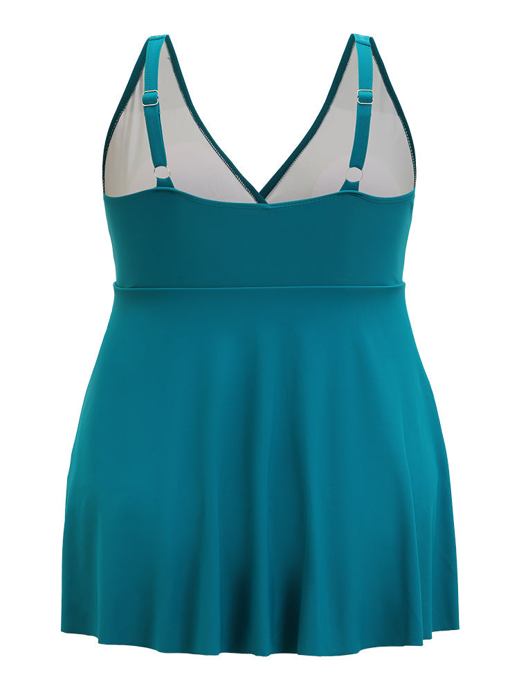 Adjustable Straps Ruffles Wrap Split Swim Dress