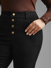 Black Wash Buckle Detail Bootcut Jeans