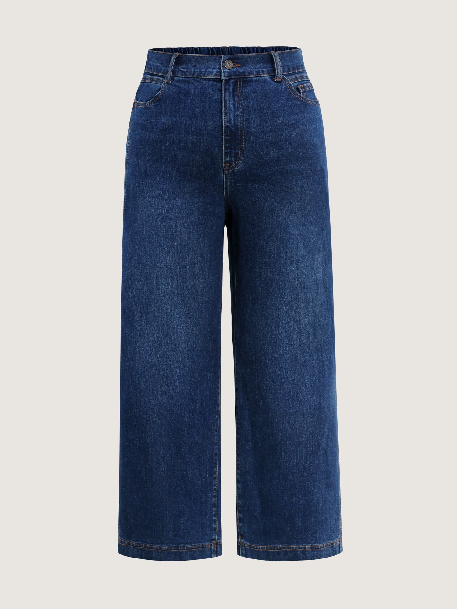 Stretchy Waistband Wide-Leg Jeans